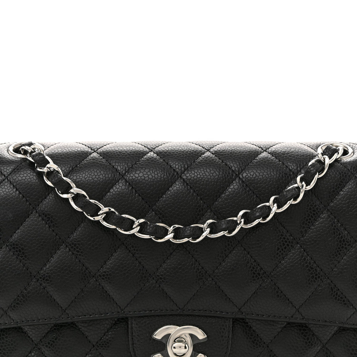 Caviar Quilted Medium Double Flap Black