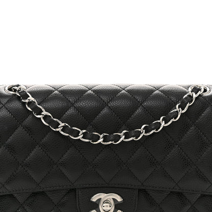 Caviar Quilted Medium Double Flap Black