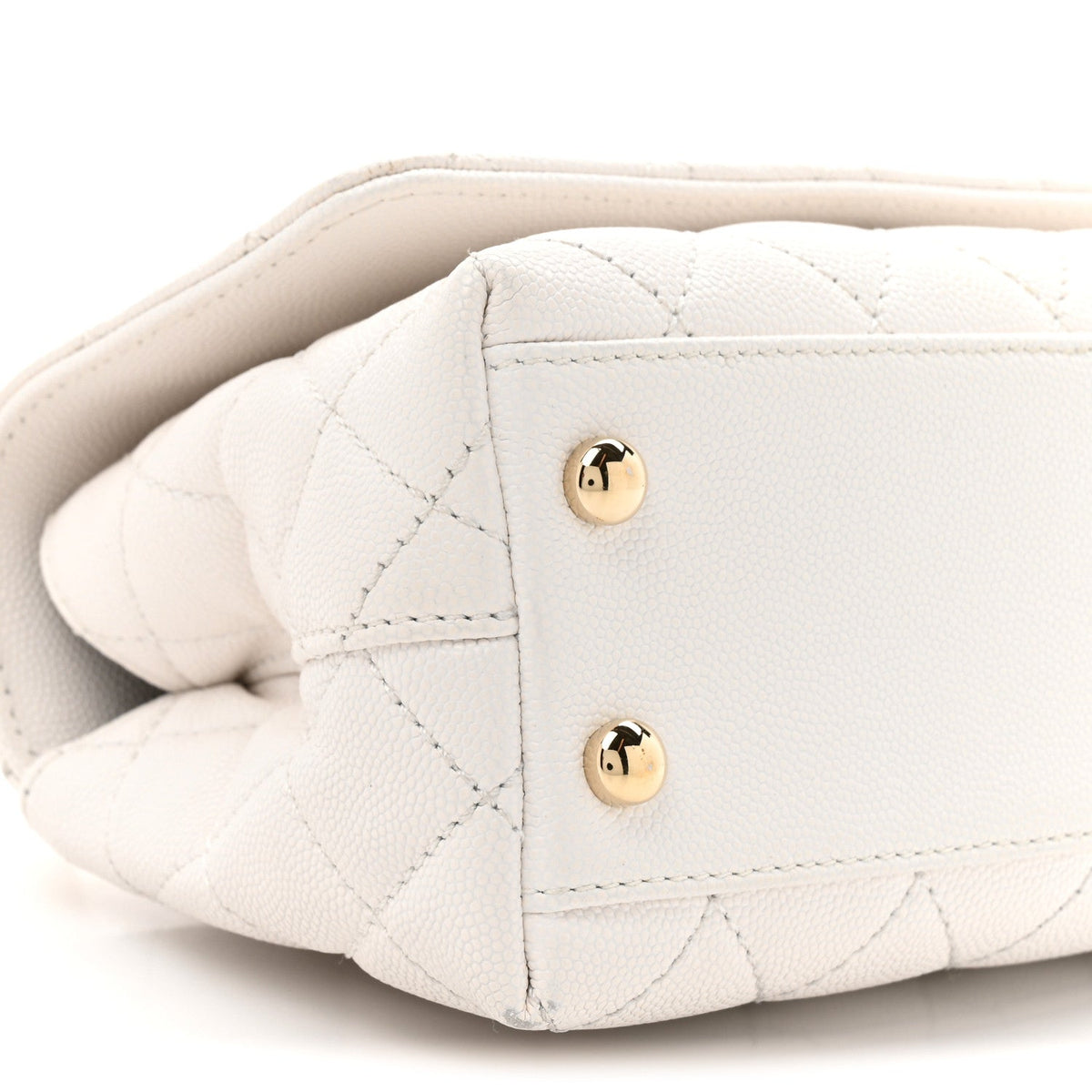 Caviar Quilted Extra Mini Coco Handle Flap White