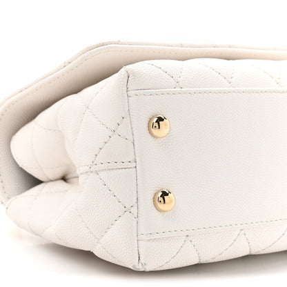Caviar Quilted Extra Mini Coco Handle Flap White
