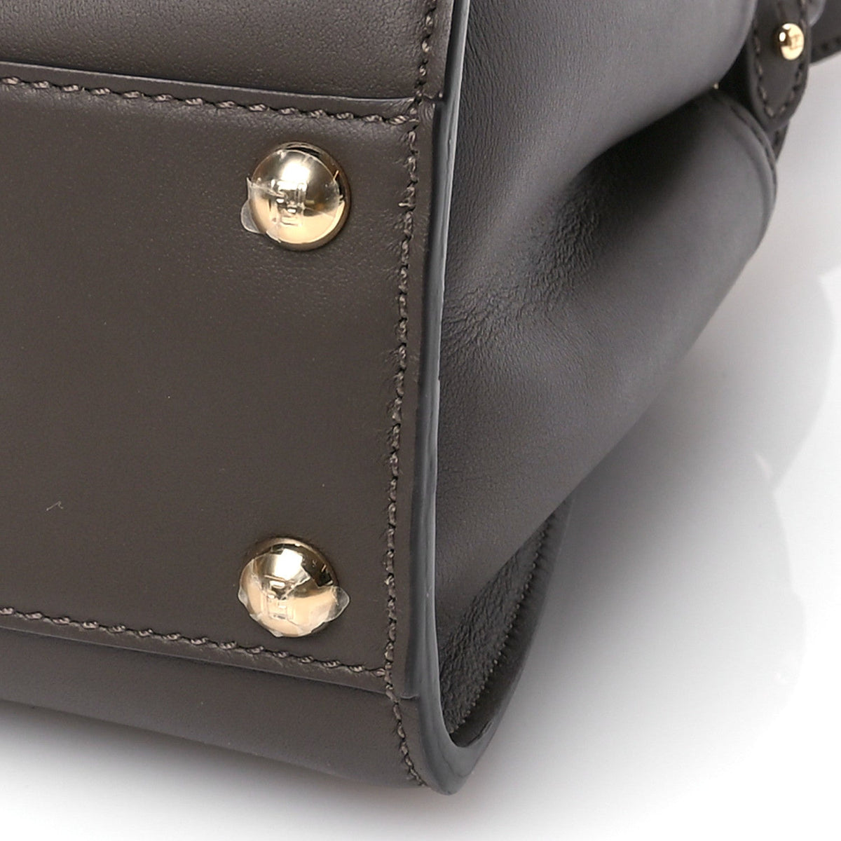 Vitello Seta Suede FF Mini Peekaboo Iconic Satchel Chocolate Sigaro Marrone
