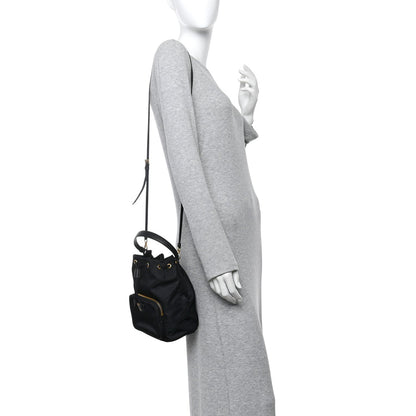 Saffiano Tessuto Nylon Mini Bucket Crossbody Bag Black