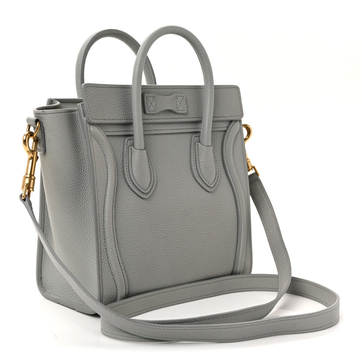 Drummed Calfskin Nano Luggage Pearl Blue