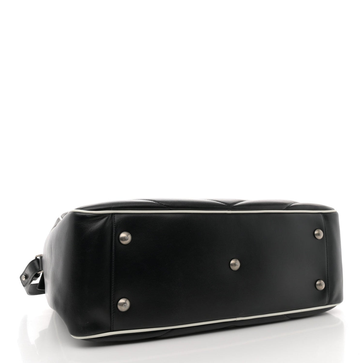 Calfskin Medium Miles Logo Bowler Duffel Bag Black