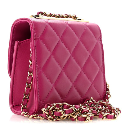 Lambskin Quilted Mini Trendy CC Clutch With Chain Fuchsia