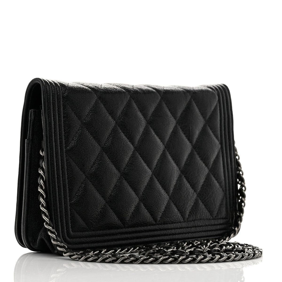 Caviar Quilted Boy Wallet On Chain WOC Black