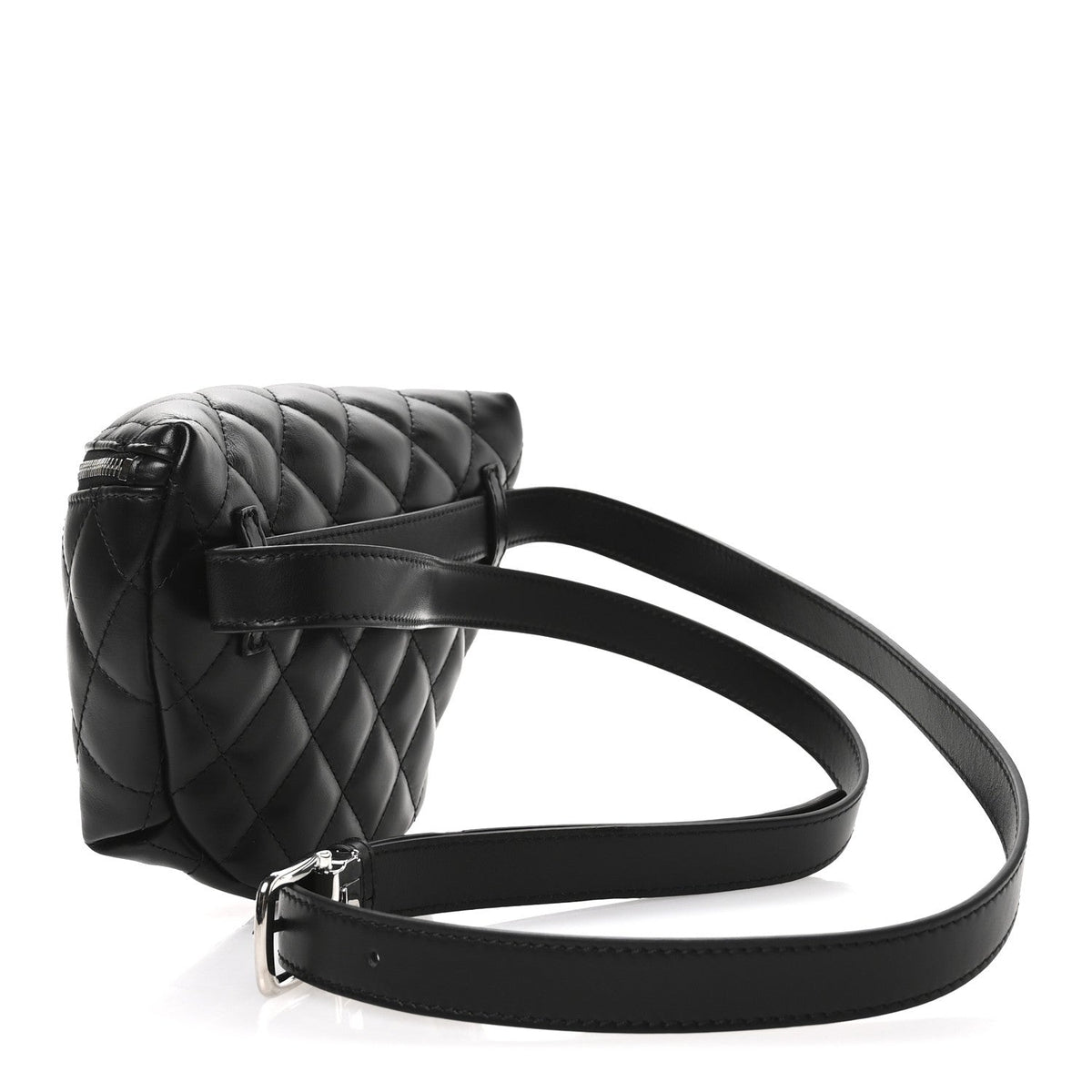 Calfskin Quilted Waist Belt Bag Black