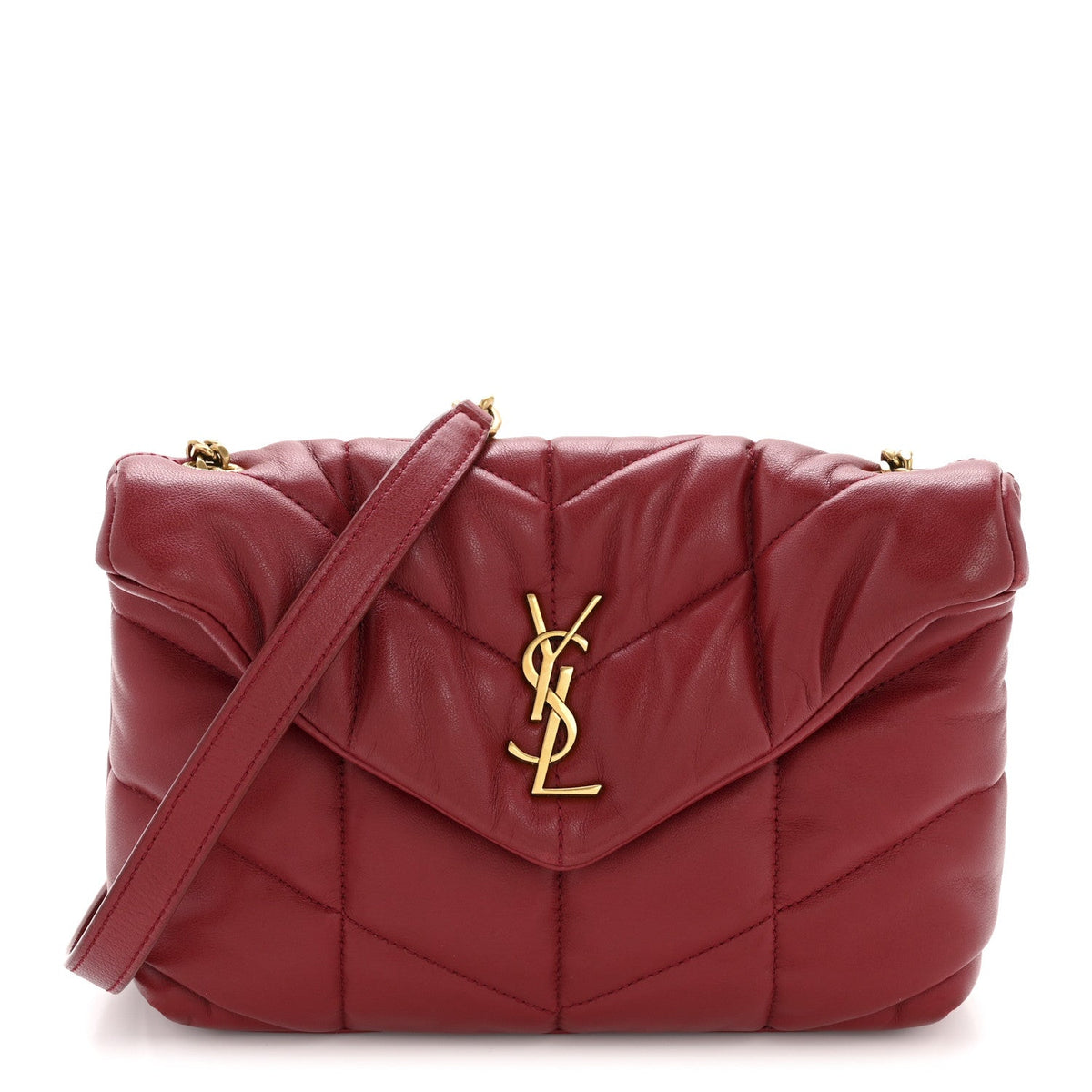 Lambskin Quilted Toy Loulou Puffer Monogram Chain Satchel Red