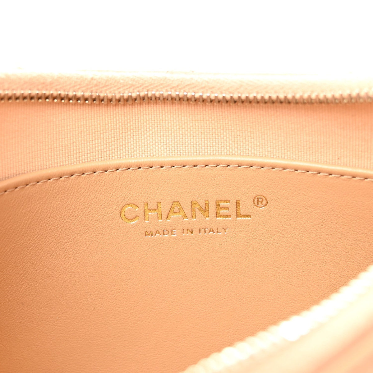 Crumpled Calfskin Quilted Braided CC Hobo Beige