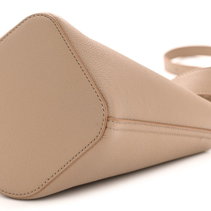 Soft Grained Calfskin Mini Pebble Bucket Bag Oak