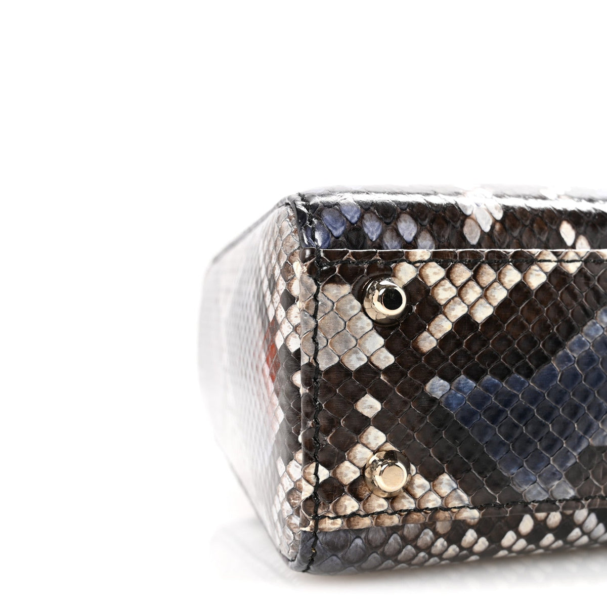 Snakeskin Mini Lady Dior Bleu Multicolor