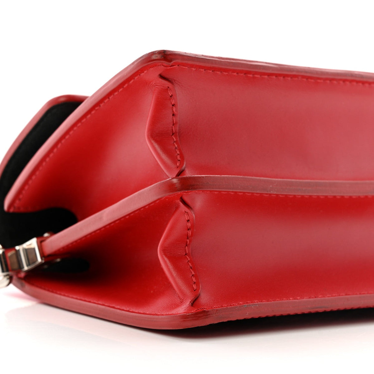 Patent Calfskin Monogram Lace Dauphine Mini Red