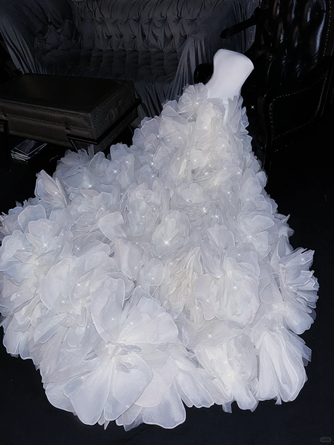 Stunning A Line Strapless White Floral Organza Prom Dress Evening Dress SH2977