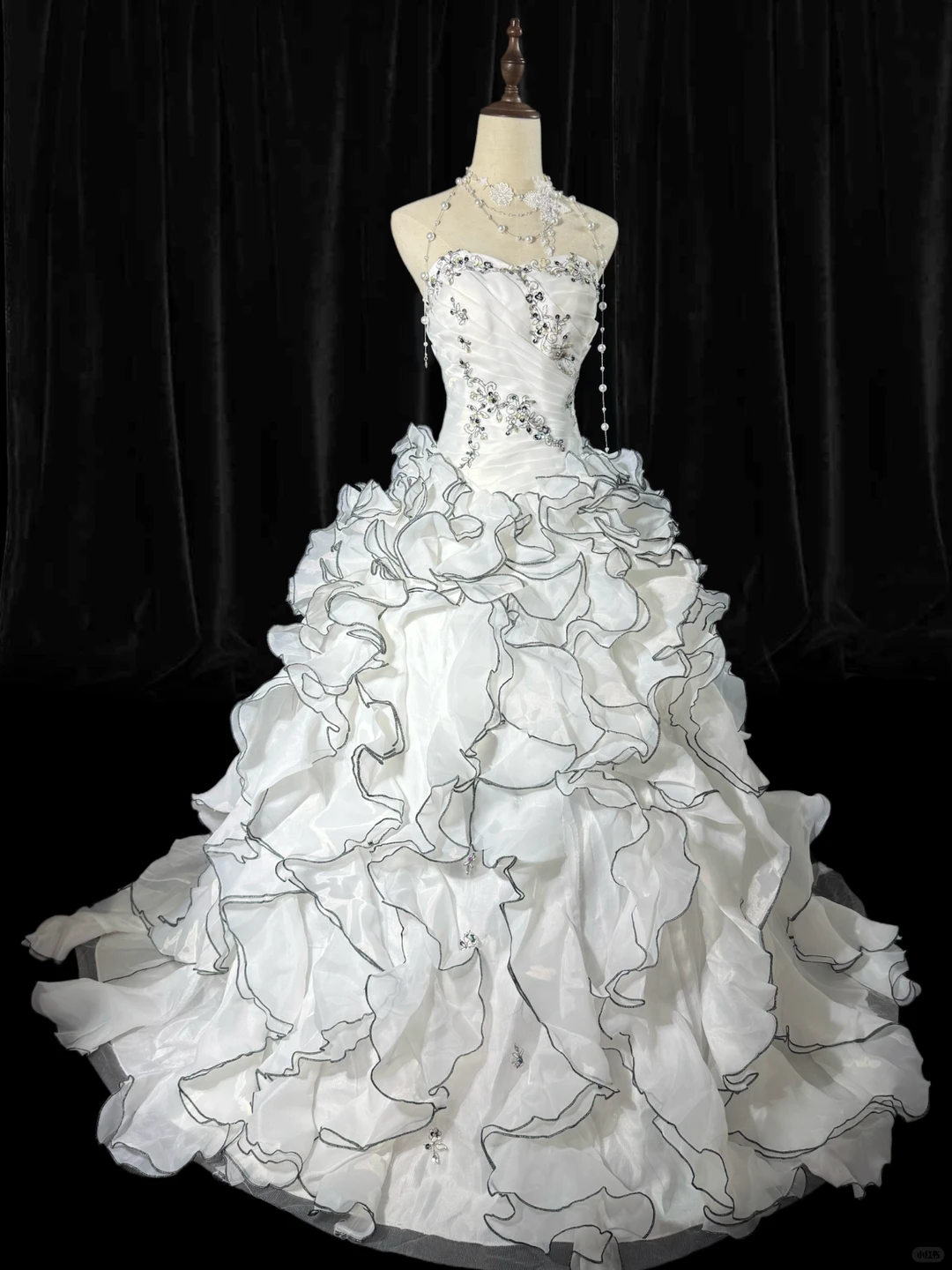 Vintage A Line Sweetheart Neck Appliques Layered Organza Prom Dress Evening Dress SH5605