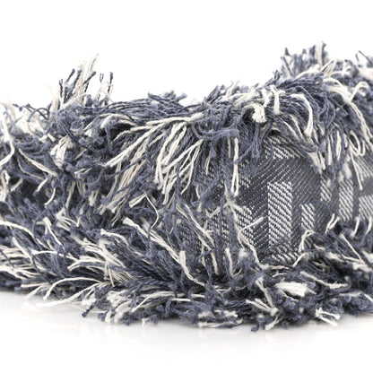 Denim Vitello Fringe FF Embroidered Baguette Pouch Myrtle Dark Nut