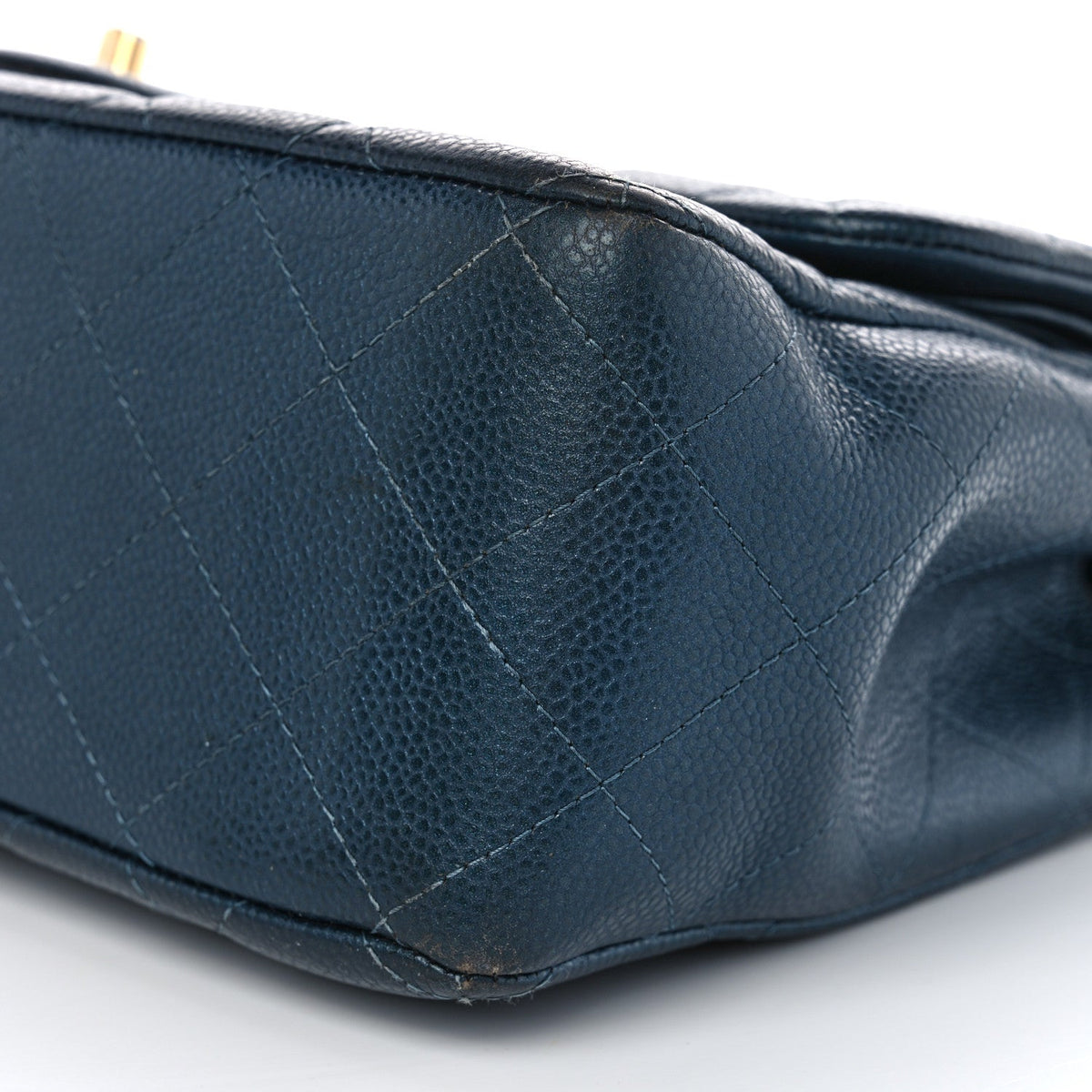 Metallic Caviar Quilted Jumbo Double Flap Dark Blue