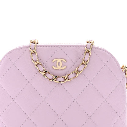 Caviar Quilted Clutch with Chain Light Purple