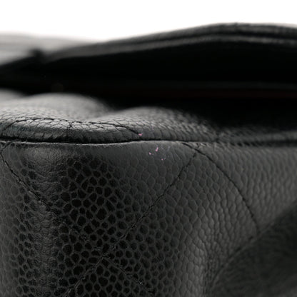 Caviar Quilted Jumbo Double Flap Black