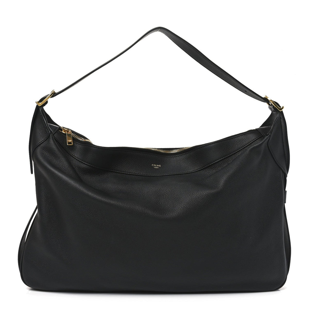 Supple Calfskin Large Romy Shoulder Bag Black