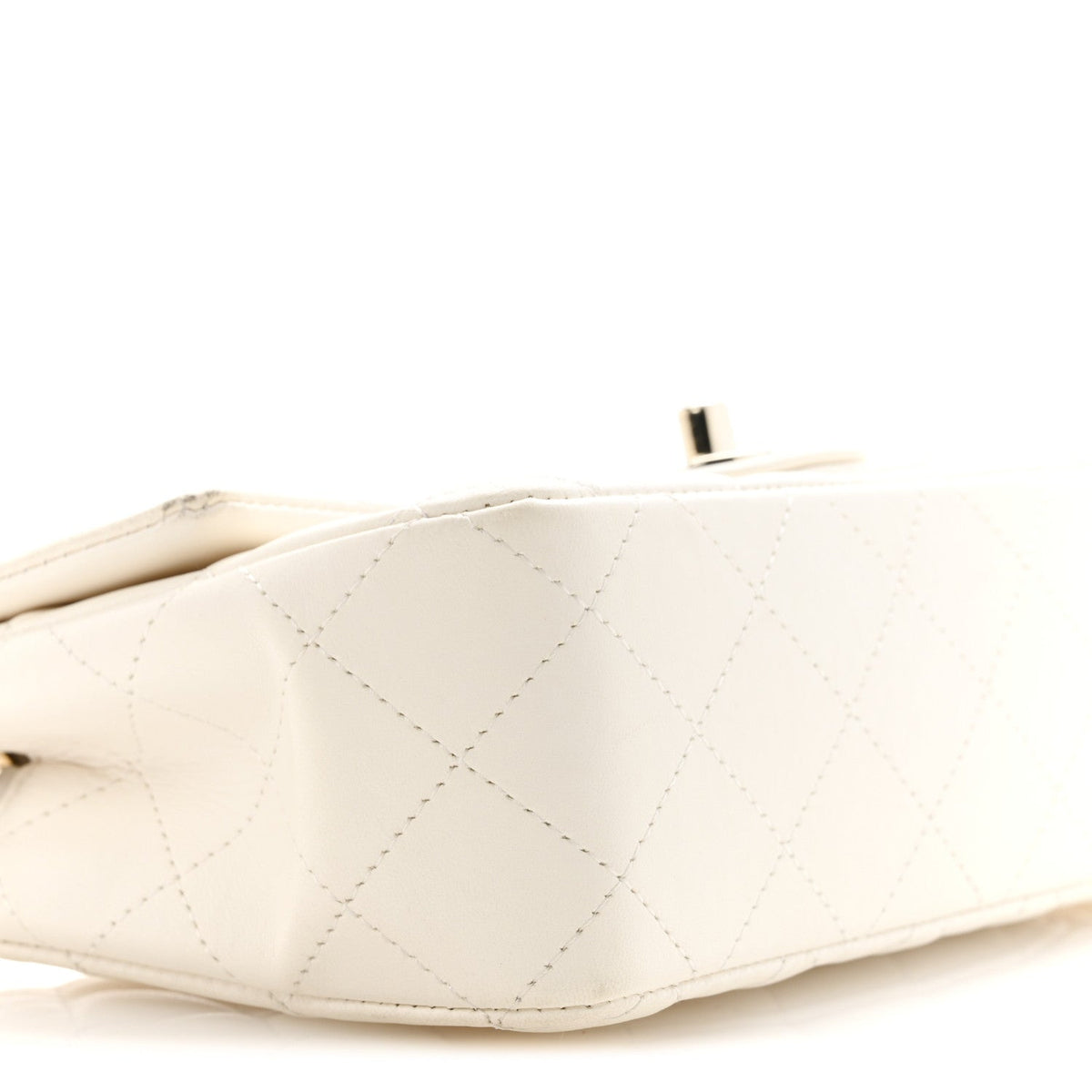 Lambskin Quilted Mini Rectangular Flap White