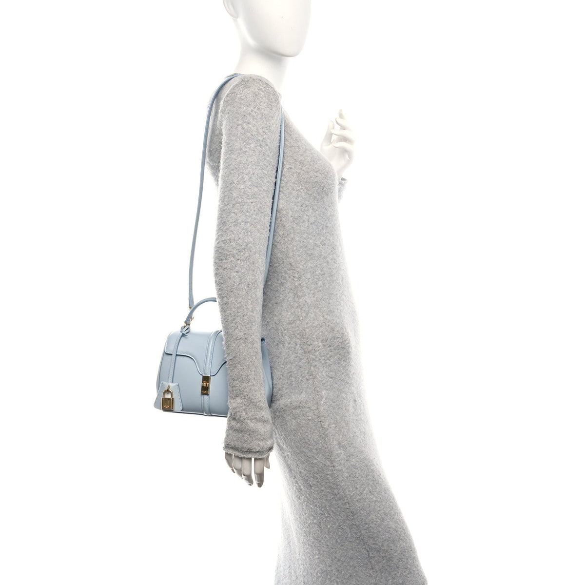 Satinated Calfskin Mini 16 Top Handle Bag Pale Blue