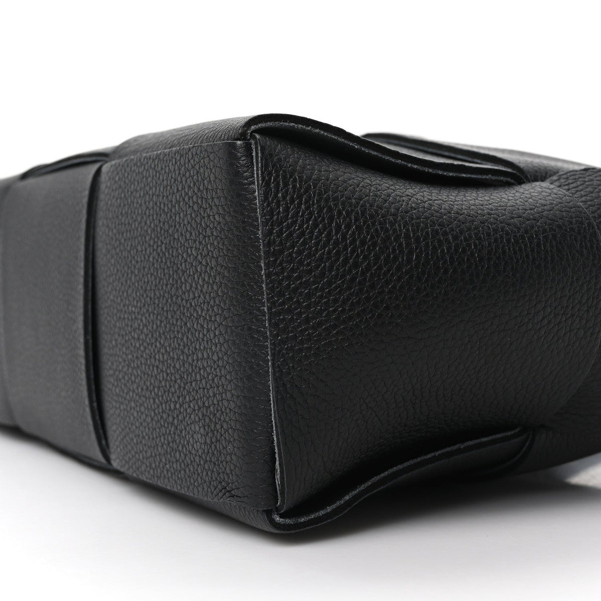 Grained Calfskin Intrecciato Mini Arco Tote Black