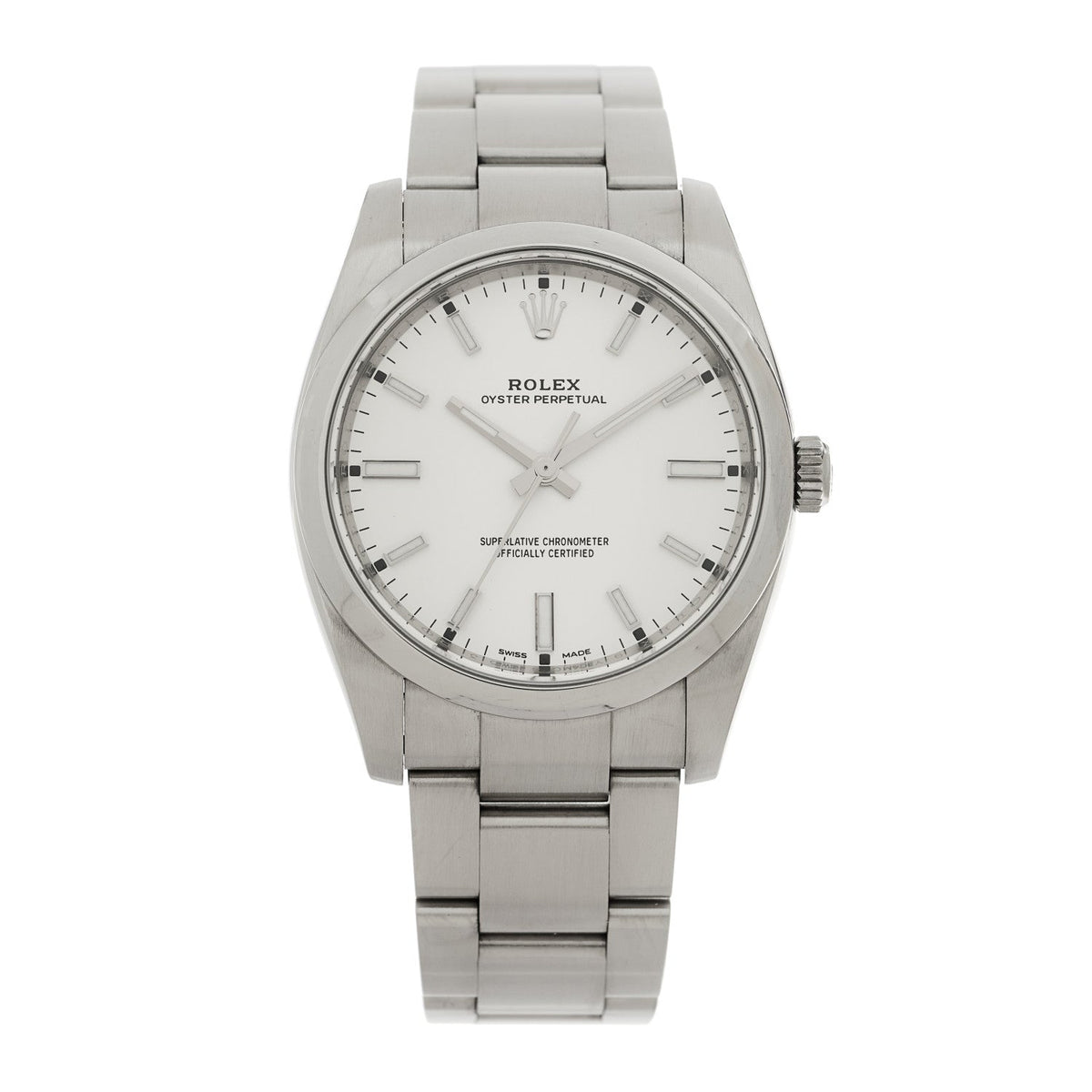Stainless Steel 34mm Oyster Perpetual Watch White 114200