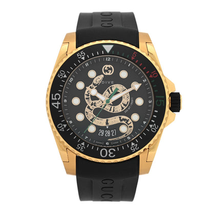 Stainless Steel Rubber 45mm Dive Snake Quartz Watch Black