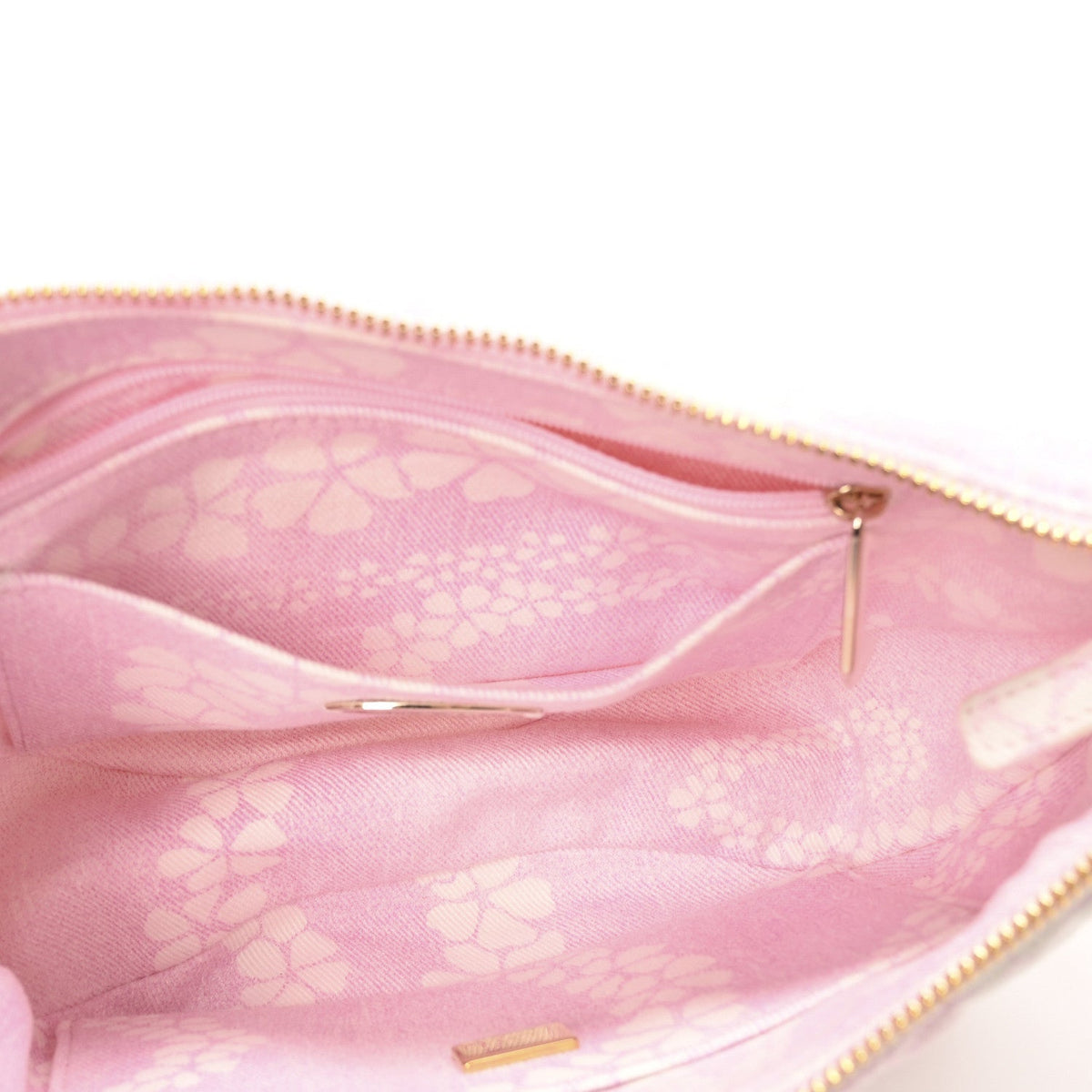 Printed Denim Quilted Large Hobo Bag Light Pink White