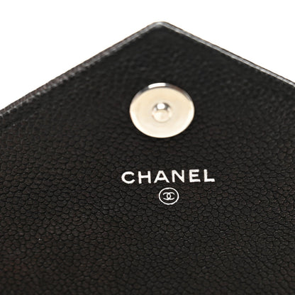 Goatskin Chevron Quilted Statement Wallet On Chain WOC Black