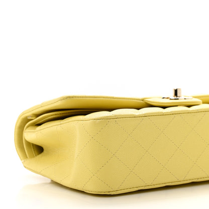 Caviar Quilted Medium Double Flap Yellow