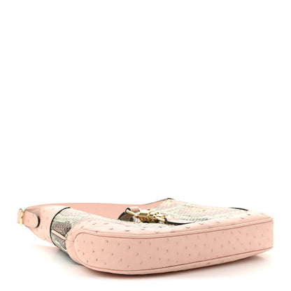 Snakeskin Ostrich Calfskin Small Jackie 1961 Hobo Pink Multicolor