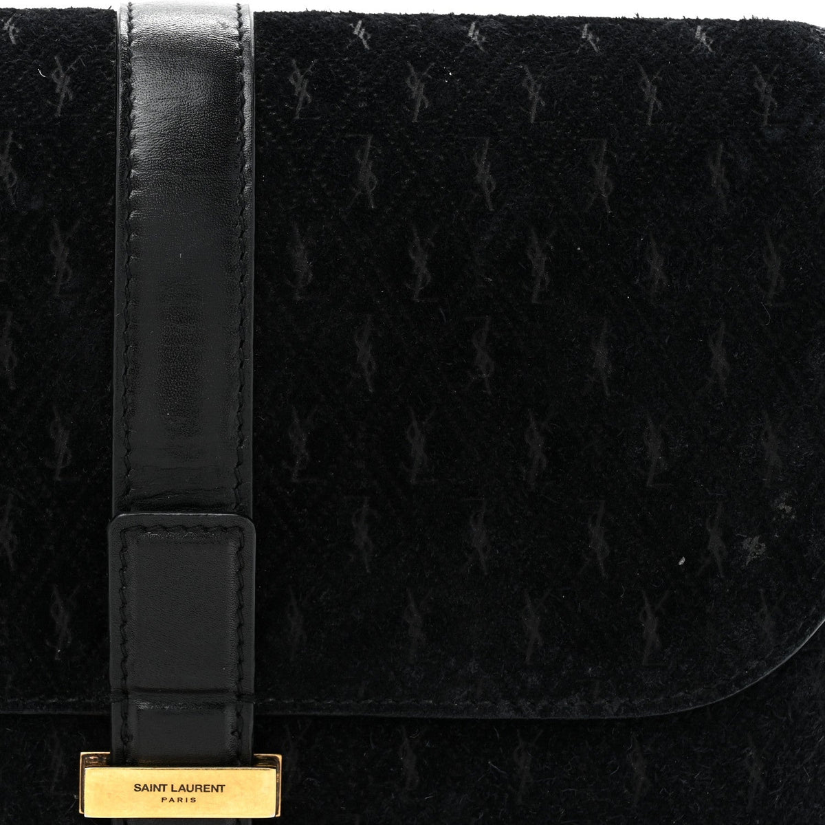Suede All-Over Monogram Small Le Monogramme Satchel Black