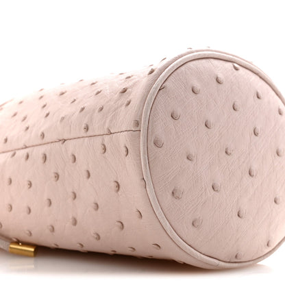 Ostrich Mini GG Marmont 2.0 Bucket Bag Light Pink
