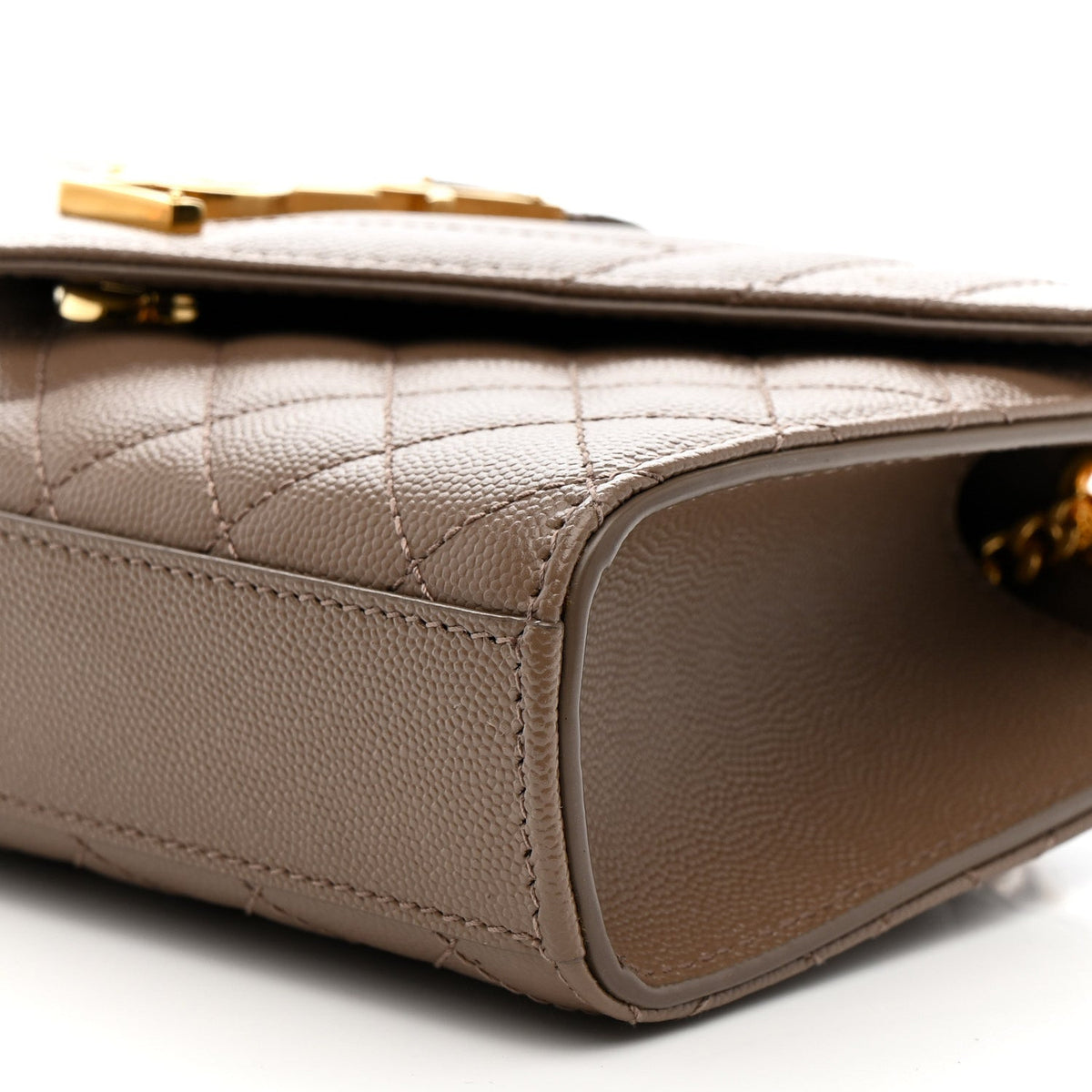 Grain De Poudre Textured Mixed Matelasse Triquilt Small Monogram Satchel Dark Beige