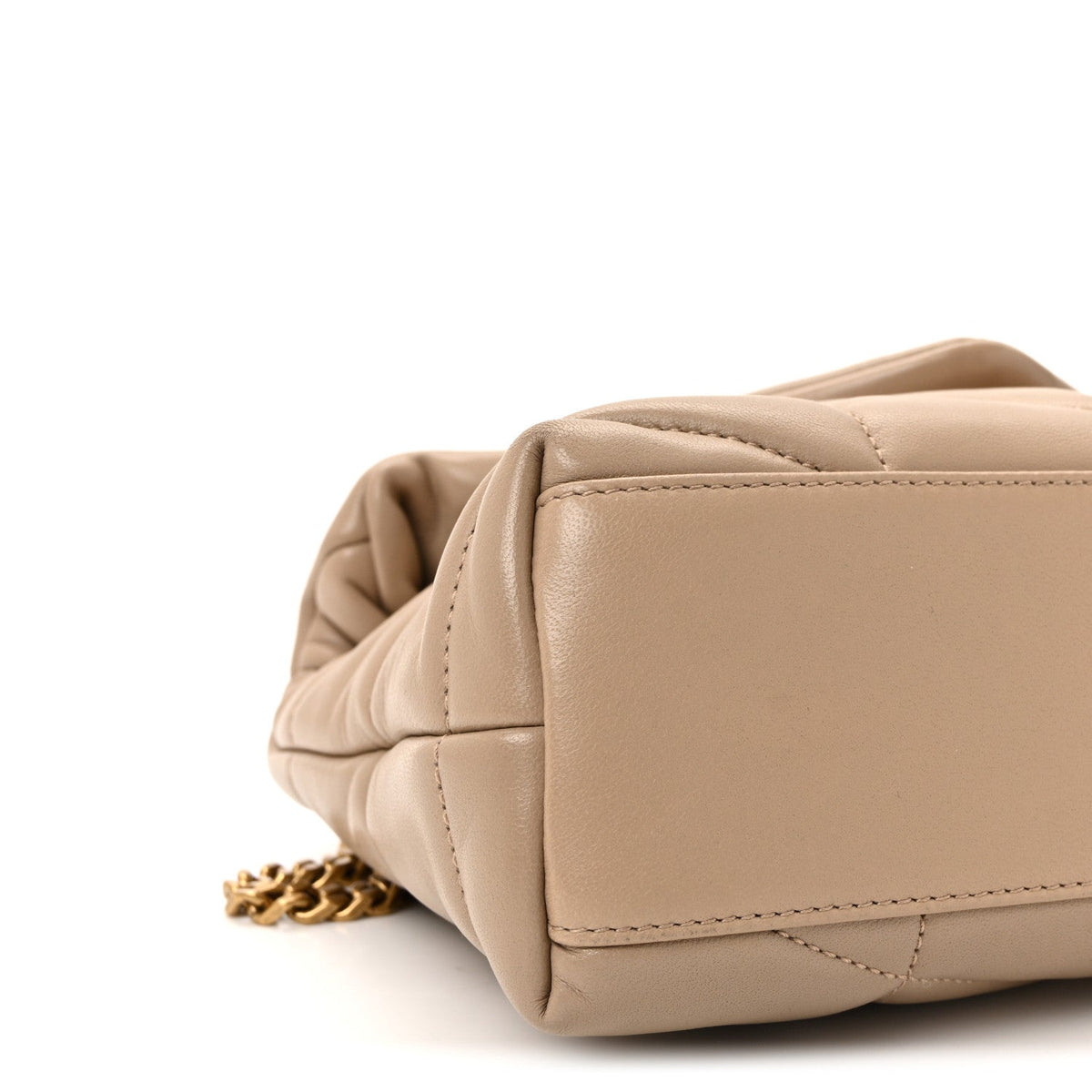Lambskin Quilted Toy Loulou Puffer Monogram Chain Satchel Dark Beige