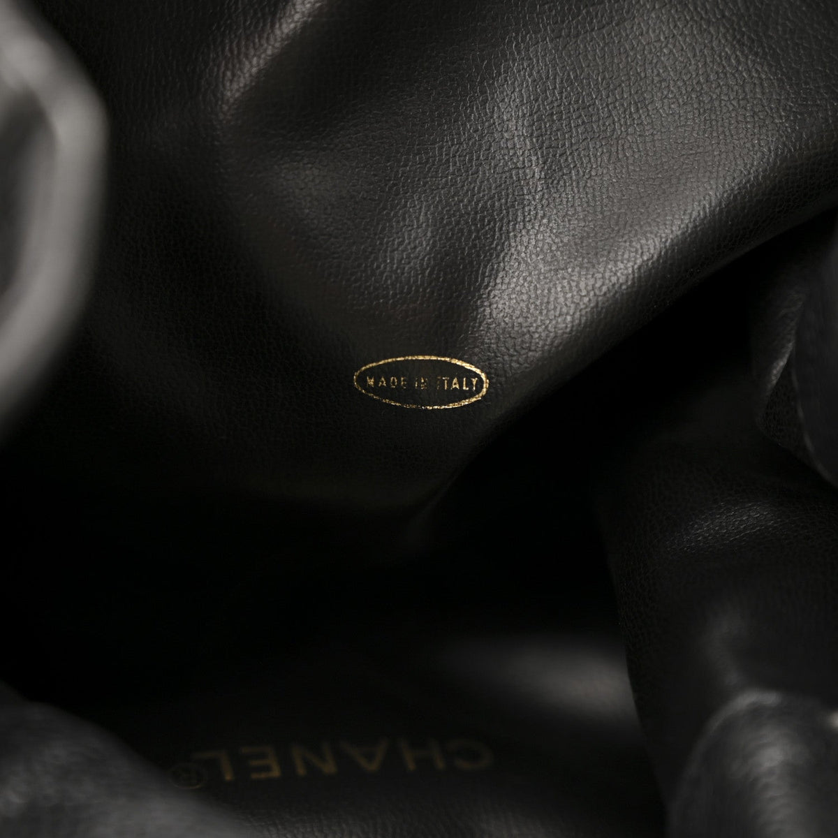 Caviar Quilted Drawstring Backpack Black