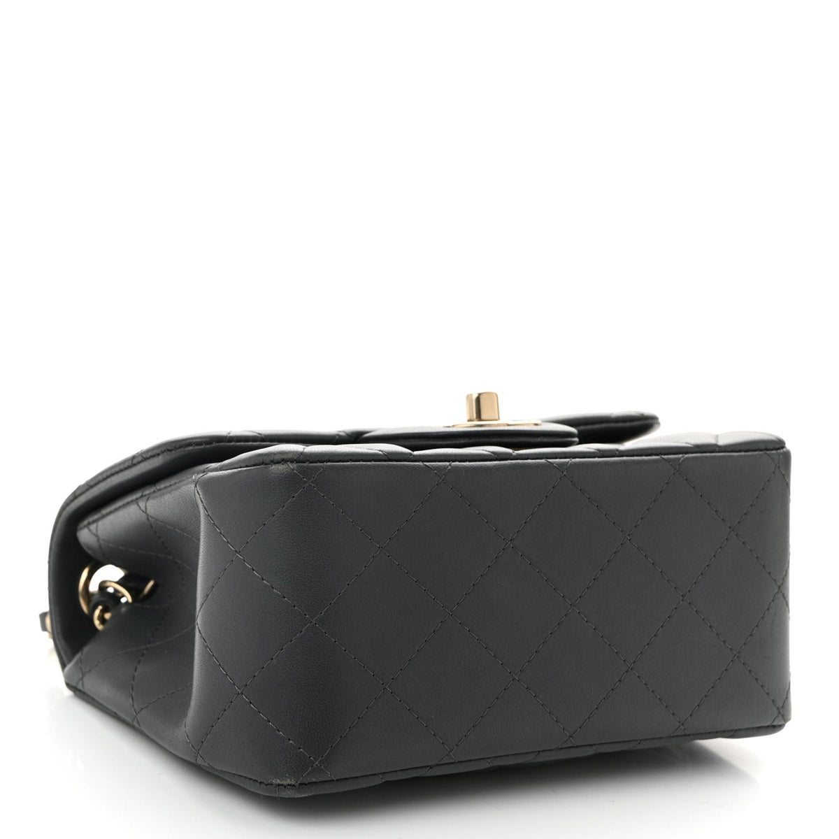 Lambskin Quilted Mini Square Flap Dark Grey
