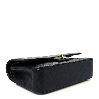 Caviar Quilted Medium Double Flap Black