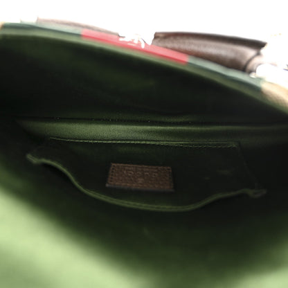 Monogram Textured Dollar Calfskin Heavy Grosgrain Web Medium Maxi Horsebit Chain Shoulder Bag Beige Ebony New Acero