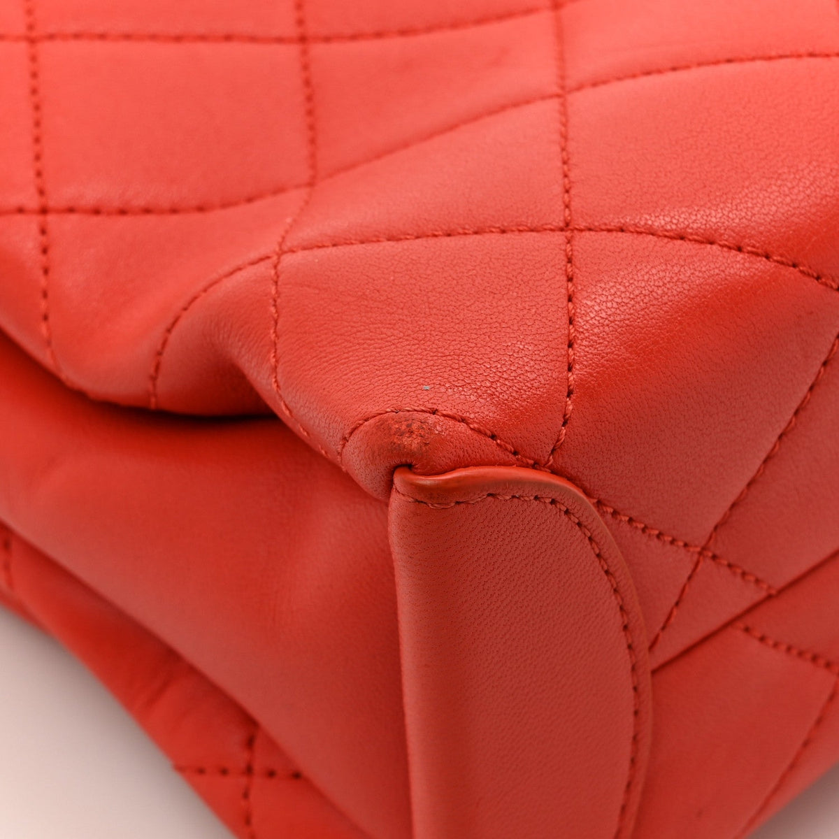 Lambskin Quilted Medium Trendy Spirit Top Handle Bag Orange