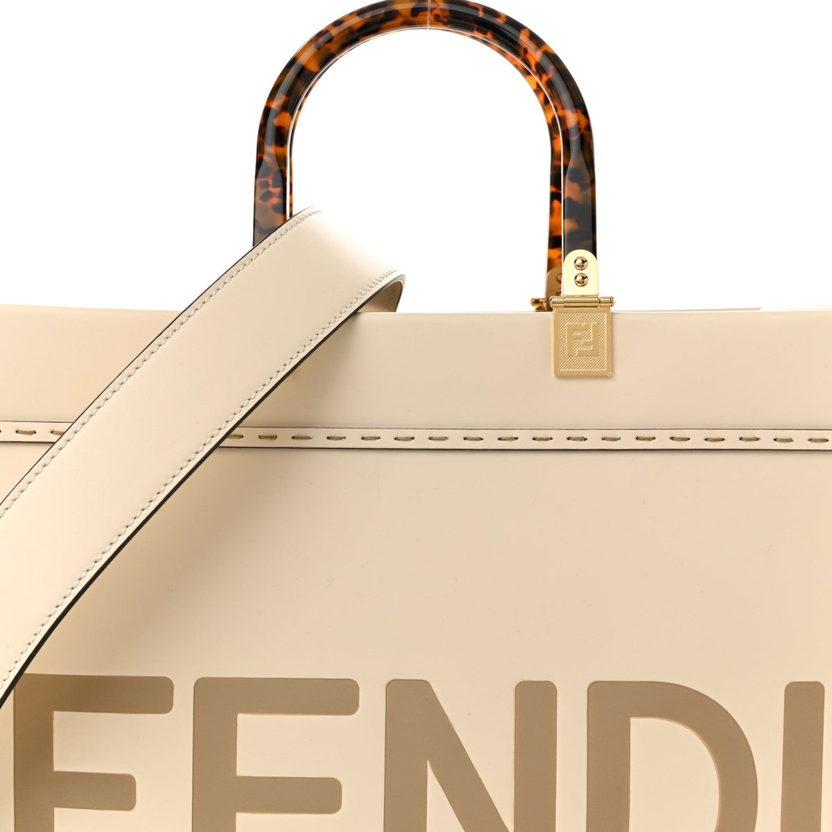 Vitello King Plexiglass Medium Fendi Sunshine Shopper Tote White Ice