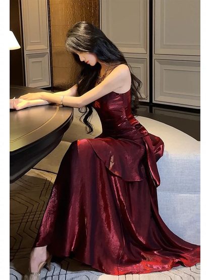 Green Spaghetti Straps A-Line Chiffon Long Evening Party Dress MD7380