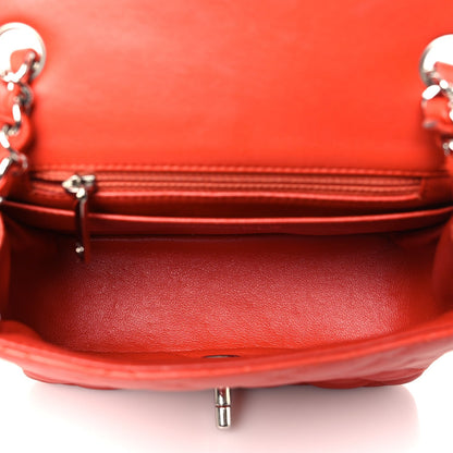 Lambskin Quilted Mini Square Flap Orange