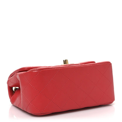 Lambskin Quilted Mini Square Flap Red