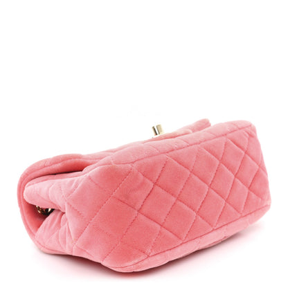 Velvet Quilted Mini Square Pearl Crush Flap Coral