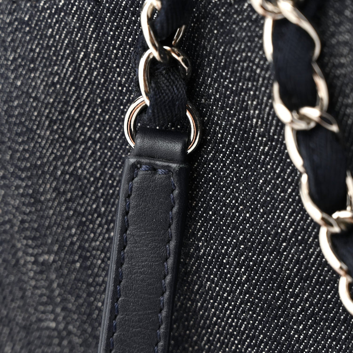 Denim Small Deauville Tote Dark Blue White