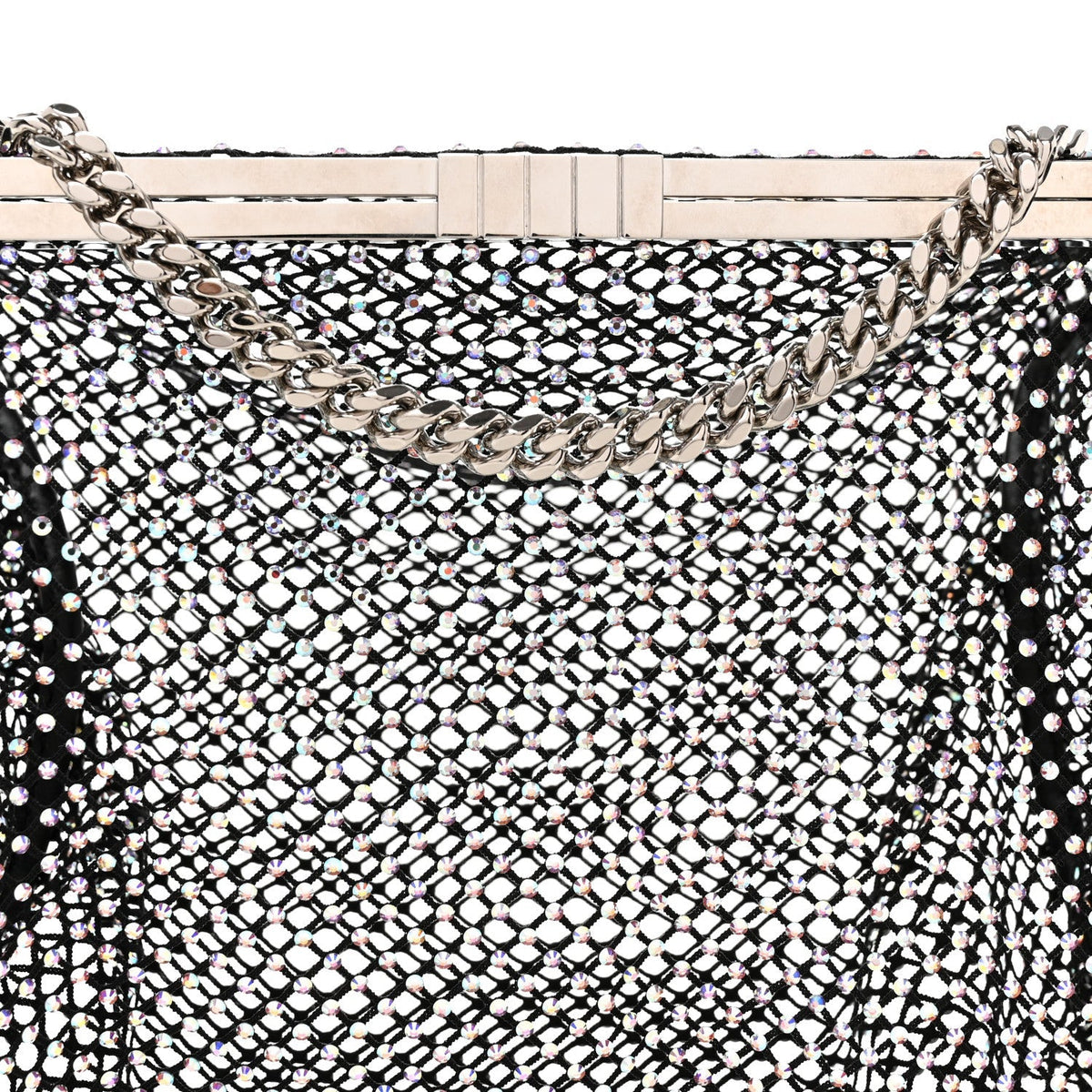Mesh Crystal Medium Fanny Shoulder Bag Black