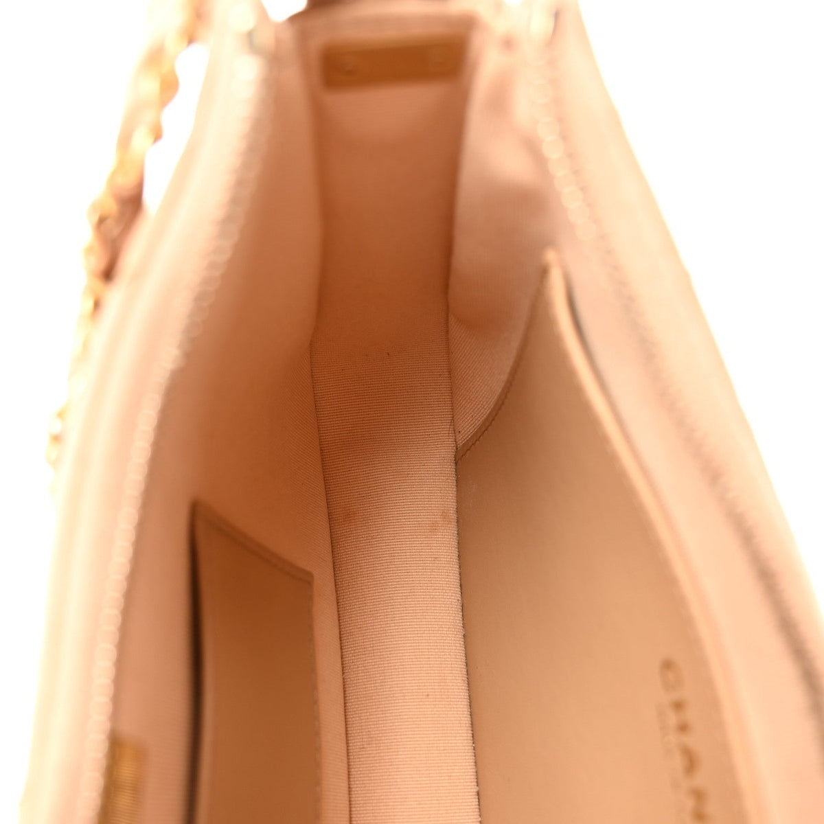 Crumpled Calfskin Quilted Braided CC Hobo Beige