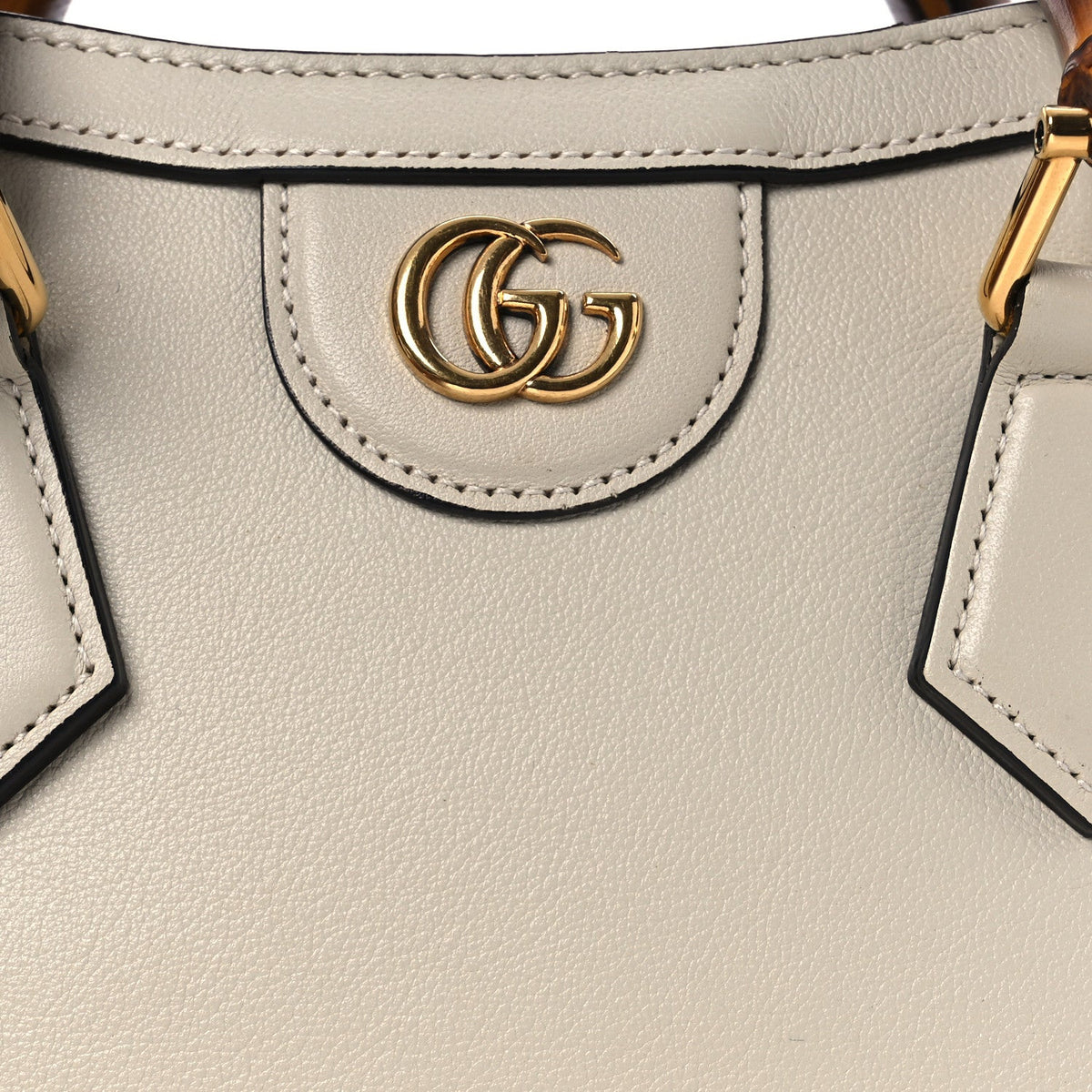 Wonka Grain Calfskin Mini Diana Tote Bag Mystic White